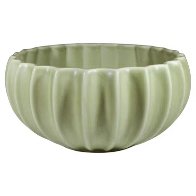 Pre-owned Rörstrand Olive-green Ceramic Bowl By Pia Rönndahl, , 1980s In Brown