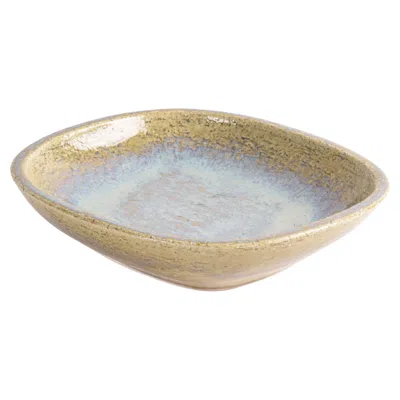Pre-owned Rörstrand Palshus Large Flat Ceramic Bowl Green Blue By Per Linnemann-schmidt Danish 1960s