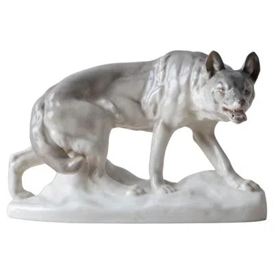 Pre-owned Rörstrand Porcelain Wolf By Waldemar Lindström For  In Gray