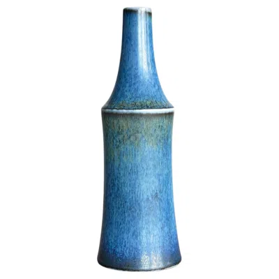 Pre-owned Rörstrand Rare Carl-harry Stålhane Blue Stoneware Vase In Harfur Glaze, , 1950s