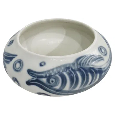 Pre-owned Rörstrand Rorstrand Fish Pottery Bowl By Carl Harry Stalhane -sweden In Gray