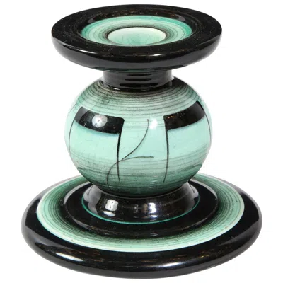 Pre-owned Rörstrand Scandinavian Art Deco Ceramic Candleholder By Ilse Claesson For  In Black