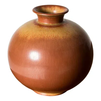 Pre-owned Rörstrand Scandinavian Functionalist Stoneware Vase By Gunnar Nylund, 1940s In Brown