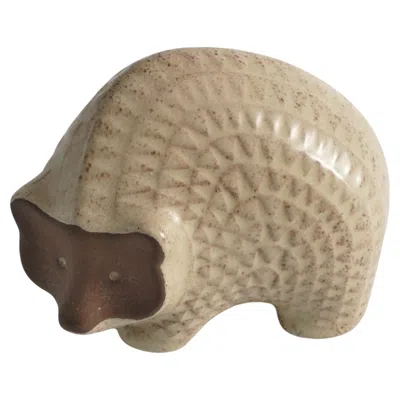 Pre-owned Rörstrand Scandinavian Modern Zigzag Patterned Earthenware Hedgehog, 1960s In Brown