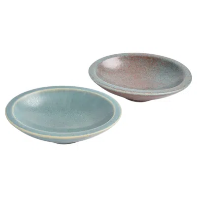 Pre-owned Rörstrand Set Of 2 Gunnar Nylund For  Oval Ceramic Bowls Scandinavian, 1950s In Gray