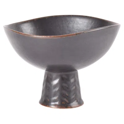 Pre-owned Rörstrand Sweden Footed Bowl Brown Glaze By Carl-harry Stålhane, Modern Ca 1950s