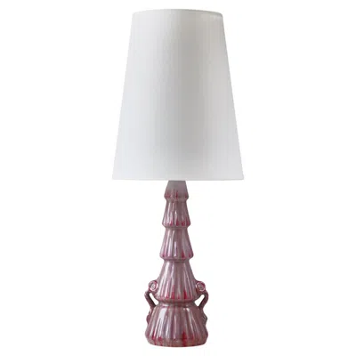 Pre-owned Rörstrand Swedish Grace Porcelain Table Lamp Pink / Purple Glazing, Louise Adelborg, 1920s