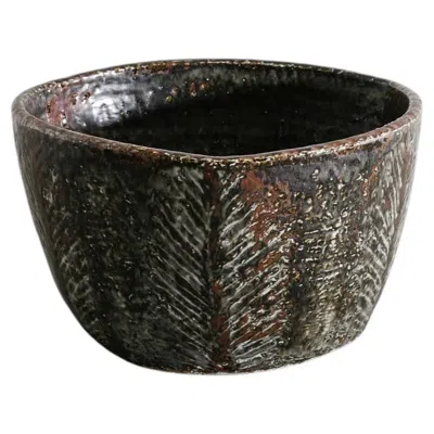 Pre-owned Rörstrand Swedish Mid Century Stoneware Bowl By Carl-harry Stålhane & , 1950s In Black