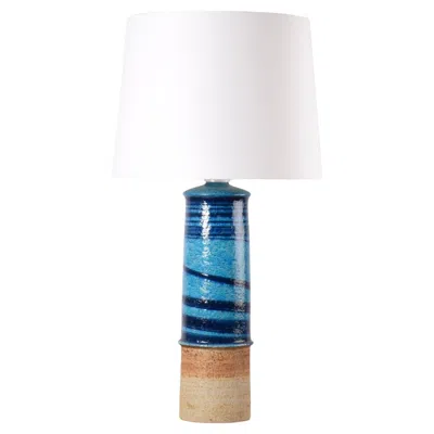 Pre-owned Rörstrand Tall  Stoneware Table Lamp Turquoise Blue By Inger Persson, 1960s