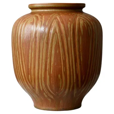 Pre-owned Rörstrand Unique Brown Stoneware Vase By Gunnar Nylund For Rorstrand, Sweden, 1940s
