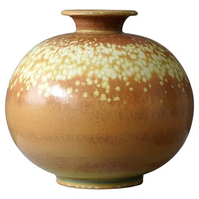 Pre-owned Rörstrand Unique Large Stoneware Vase By Gunnar Nylund For Rorstrand, Sweden, 1940s In Brown