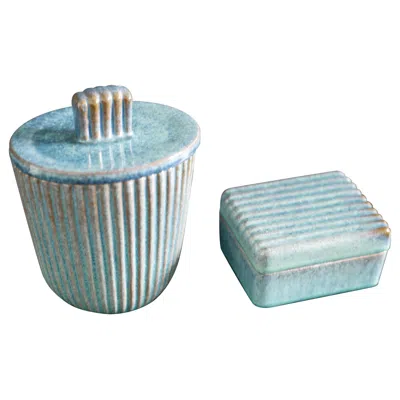 Pre-owned Rörstrand Vicke Lindstrand, Ekeby Urn And And Ceramic Box With Lid, Sweden, 1960 In Transparent