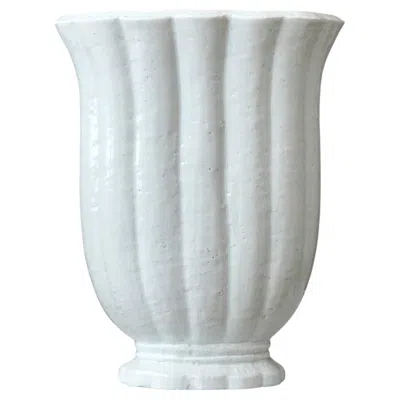 Pre-owned Rörstrand White Art Deco Stoneware Floor Vase By Gunnar Nylund. Rorstrand, Sweden, 1930s.