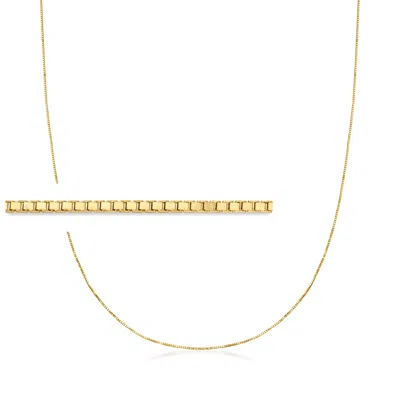 Rs Pure By Ross-simons 0.6mm 14kt Yellow Gold Box Chain Necklace In Multi