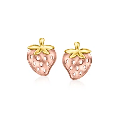 Rs Pure By Ross-simons 14kt 2-tone Gold Strawberry Earrings In Multi