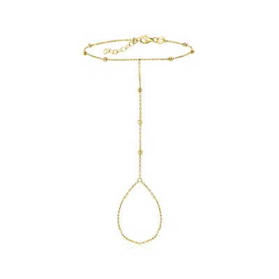 Rs Pure By Ross-simons 14kt Yellow Gold Beaded Hand Chain Bracelet In Multi