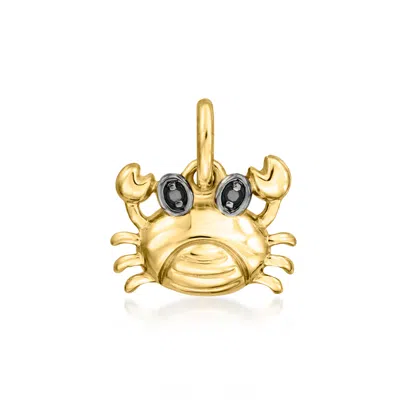 Rs Pure By Ross-simons 14kt Yellow Gold Crab Charm With Black Diamonds