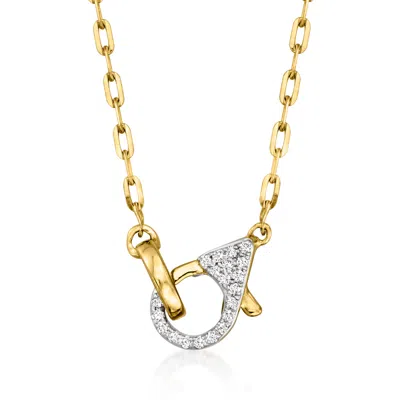 Rs Pure By Ross-simons 14kt Yellow Gold Paper Clip Link Necklace With . Diamond Lobster Clasp In Multi