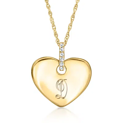 Rs Pure By Ross-simons 14kt Yellow Gold Personalized Heart Pendant Necklace With Diamonds In Multi