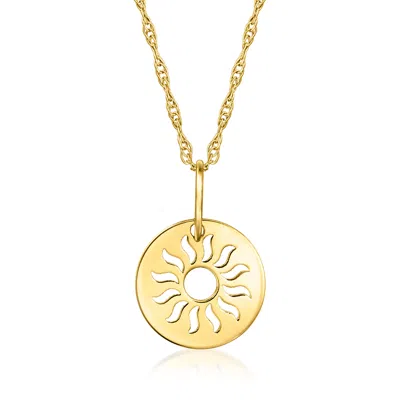 Rs Pure By Ross-simons 14kt Yellow Gold Sun Cut-out Charm Necklace