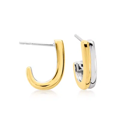 Rs Pure By Ross-simons 18kt Gold Over Sterling And Sterling Silver J-hoop Earrings