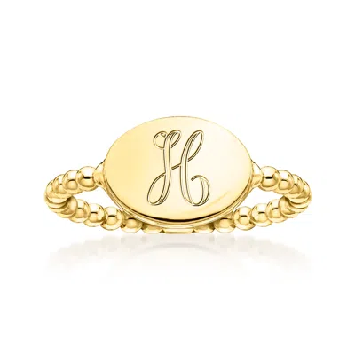 Rs Pure By Ross-simons 18kt Gold Vermeil Personalized Beaded Oval Ring
