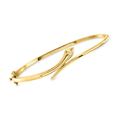 Rs Pure By Ross-simons 18kt Gold Vermeil Snake Bypass Bangle Bracelet With Single Lab-grown Diamond In Multi