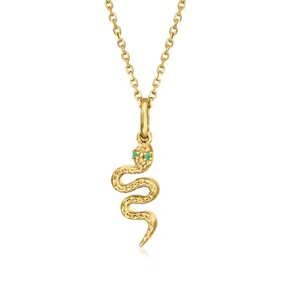 Rs Pure By Ross-simons 18kt Gold Vermeil Snake Pendant Necklace With Emeralds In Multi
