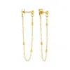 Rs Pure By Ross-simons 2-2.5mm Cultured Pearl Singapore-chain Drop Earrings In 14kt Yellow Gold In Yellow