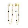 Rs Pure By Ross-simons 2-2.5mm Onyx Bead Rope-chain Drop Earrings In 14kt Yellow Gold In Black