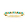 Rs Pure By Ross-simons 2mm Turquoise Bead Ring In 14kt Yellow Gold In Blue
