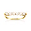Rs Pure By Ross-simons 3-3.5mm Cultured Pearl Bar Ring In 14kt Yellow Gold In Yellow