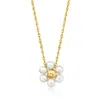 Rs Pure By Ross-simons 3-3.5mm Cultured Pearl Flower Necklace In 14kt Yellow Gold In Multi