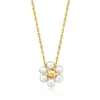 RS PURE BY ROSS-SIMONS 3-3.5MM CULTURED PEARL FLOWER NECKLACE IN 14KT YELLOW GOLD