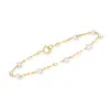 Rs Pure By Ross-simons 3-3.5mm Cultured Pearl Station Lumachina-chain Bracelet In 14kt Yellow Gold In Multi