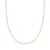 Rs Pure By Ross-simons 3-4mm Cultured Pearl And 14kt Yellow Gold Paper Clip Link Station Necklace In Multi
