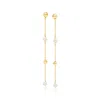Rs Pure By Ross-simons 3-4mm Cultured Pearl And Bead Station Drop Earrings In 14kt Yellow Gold In Yellow