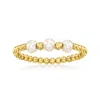 Rs Pure By Ross-simons 3-4mm Cultured Pearl Bead Ring In 14kt Yellow Gold In Gold