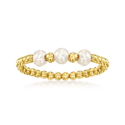 Rs Pure By Ross-simons 3-4mm Cultured Pearl Bead Ring In 14kt Yellow Gold