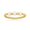 Rs Pure By Ross-simons 3-4mm Cultured Pearl Bead Ring In 14kt Yellow Gold In Yellow