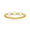 RS PURE BY ROSS-SIMONS 3-4MM CULTURED PEARL BEAD RING IN 14KT YELLOW GOLD