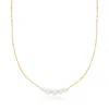 Rs Pure By Ross-simons 3-5.5mm Cultured Pearl Graduated Necklace In 14kt Yellow Gold In Multi