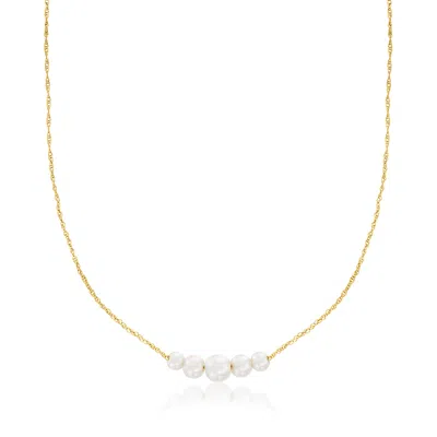 Rs Pure By Ross-simons 3-5.5mm Cultured Pearl Graduated Necklace In 14kt Yellow Gold In Multi