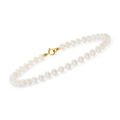 Rs Pure By Ross-simons 4-4.5mm Cultured Pearl Bracelet With 14kt Yellow Gold In Multi