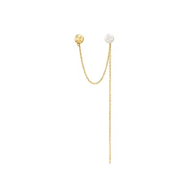 Rs Pure By Ross-simons 4-4.5mm Cultured Pearl Double-piercing Single Stud And Drop Earring In 14kt Yellow Go In Gold