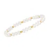 Rs Pure By Ross-simons 4-5mm Cultured Pearl And 14kt Yellow Gold Bead Stretch Bracelet In Multi