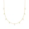 Rs Pure Ross-simons 4.5-5mm Cultured Pearl And . Diamond Station Necklace In 14kt Yellow Gold In Multi