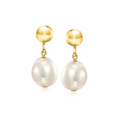 Rs Pure By Ross-simons 5-6mm Cultured Baroque Pearl And 14kt Yellow Gold Bead Drop Earrings In Multi