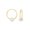 Rs Pure By Ross-simons 5-6mm Cultured Pearl Removable Hoop Earrings In 14kt Yellow Gold In Yellow