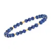 Rs Pure By Ross-simons 5mm Lapis Bead Stretch Bracelet With 14kt Yellow Gold In Multi